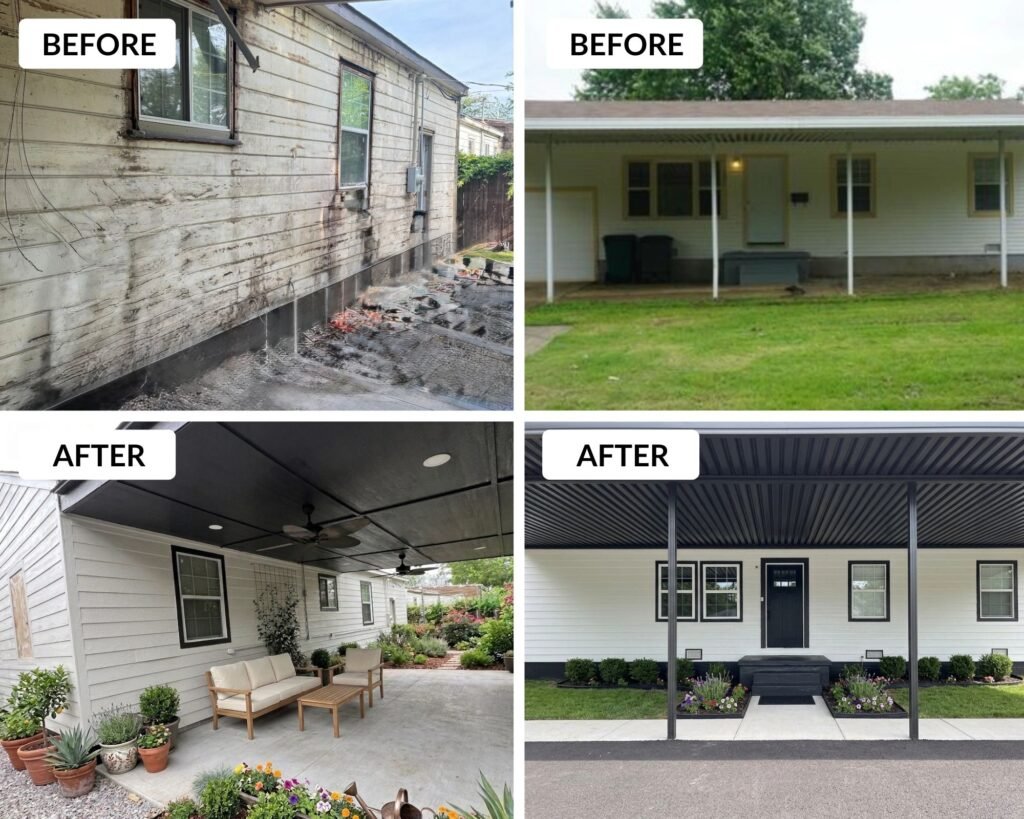 CJV Construction & Remodeling Martin's House exterior before & after